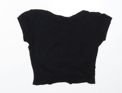 Back view of Missguided women’s black basic t-shirt, size UK 6