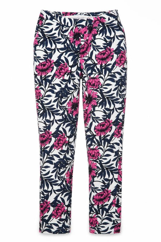 Front view of Atmosphere women’s pink geometric trousers, size UK 6, 27-inch leg