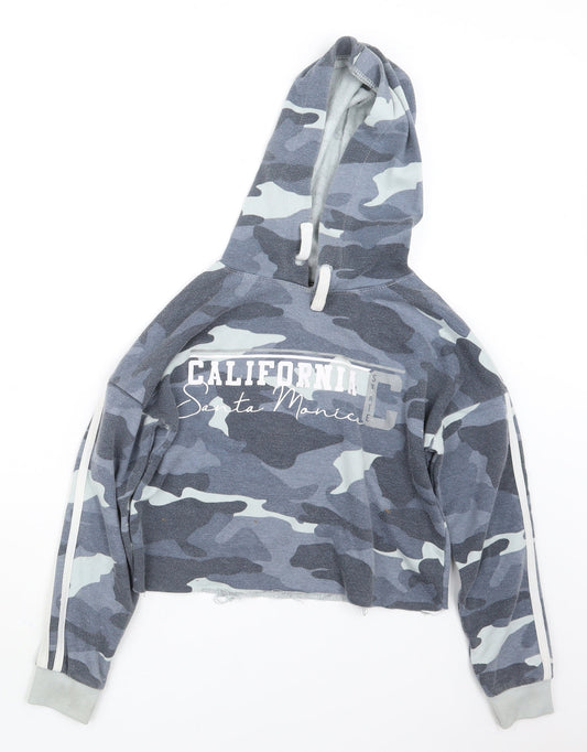 New Look Girls Grey Camouflage  Pullover Hoodie Size 10-11 Years