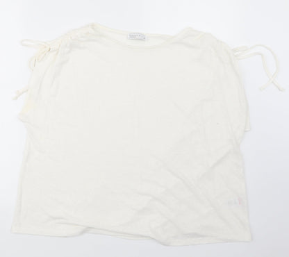 Additional front view of Papaya women’s ivory basic t-shirt, size UK 16