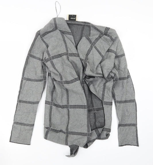 Papaya Womens Grey Check  Cardigan Jumper Size M