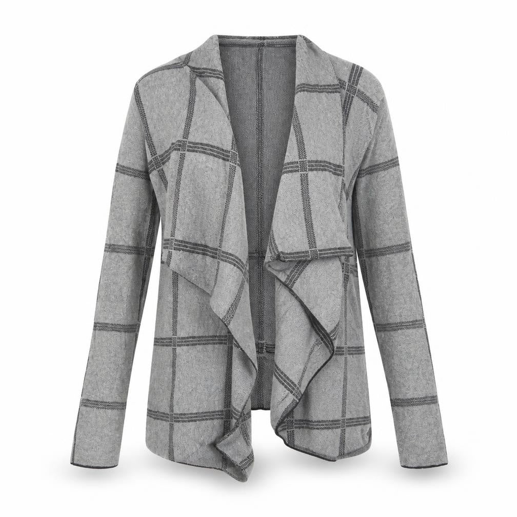 Papaya Womens Grey Check  Cardigan Jumper Size M