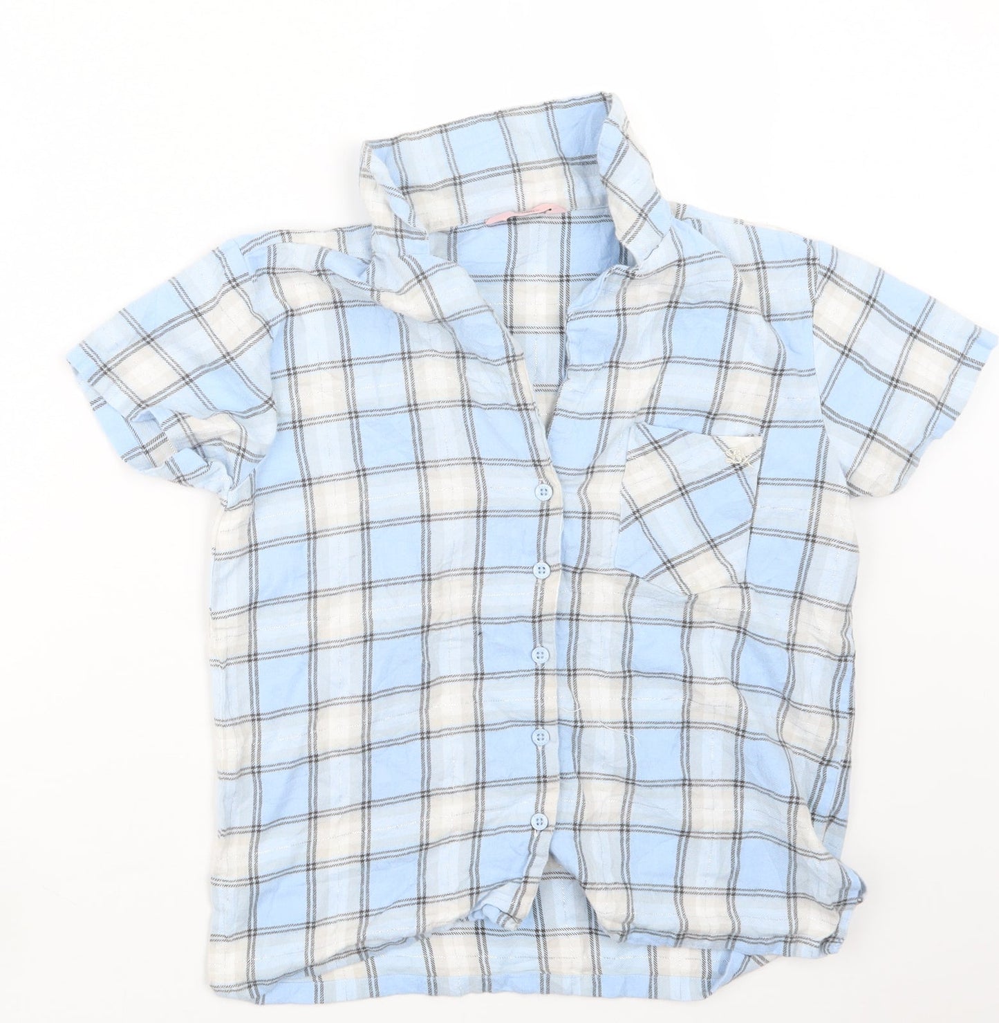Boux Avenue Womens Blue Check  Top Pyjama Top Size 8