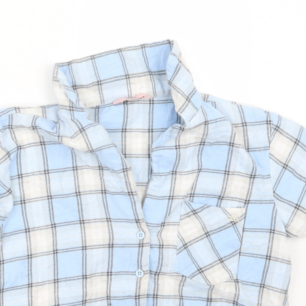 Boux Avenue Womens Blue Check  Top Pyjama Top Size 8