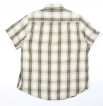 Trait Mens Brown Plaid   Button-Up Size M