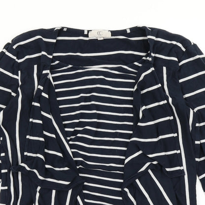 Country Casuals Womens Blue Striped Basic T-Shirt Size S - With cardigan