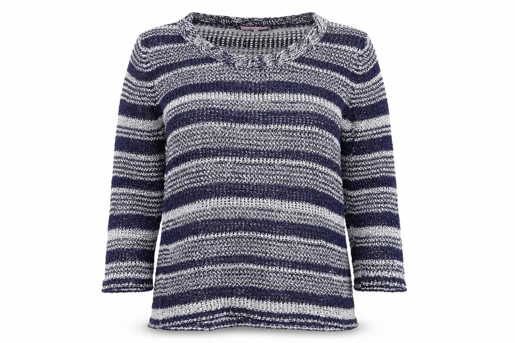 Per Una Womens Blue Striped Knit Pullover Jumper Size M