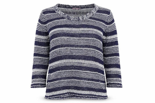 Per Una Womens Blue Striped Knit Pullover Jumper Size M