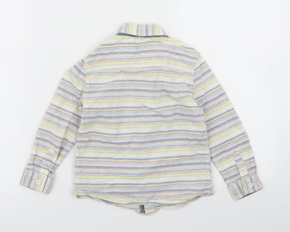 Back view of Autograph boys’ yellow striped basic button-up, size 3-4, years