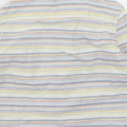 Brand and care label for Autograph boys’ yellow striped basic button-up, size 3-4, years
