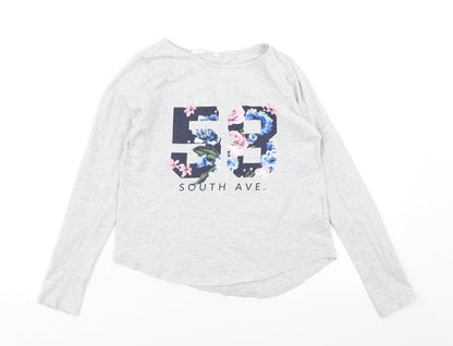 Front view of H&M girls’ grey basic t-shirt, size 11-12, years