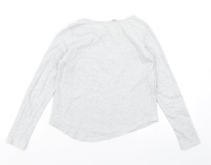Back view of H&M girls’ grey basic t-shirt, size 11-12, years