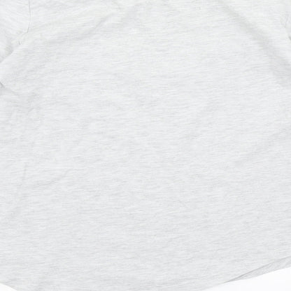 Brand and care label for H&M girls’ grey basic t-shirt, size 11-12, years