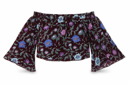 Diffuse Womens Purple Floral  Cropped Blouse Size 10