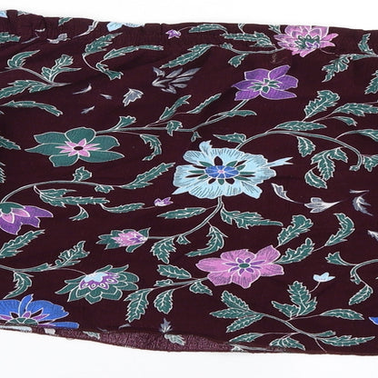 Diffuse Womens Purple Floral  Cropped Blouse Size 10
