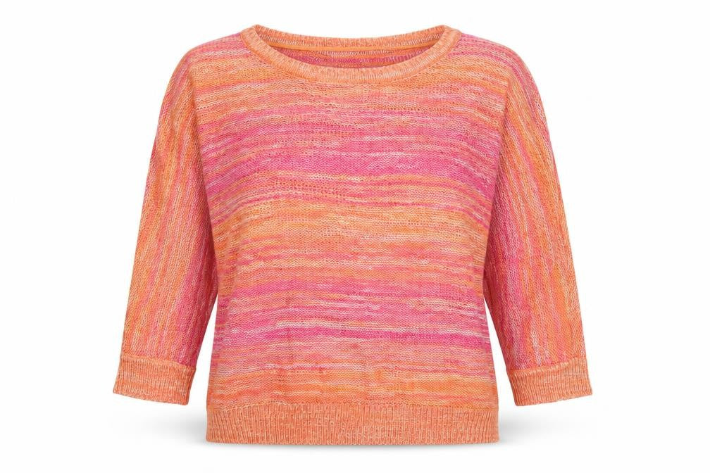 Damart Womens Pink Striped Knit Pullover Jumper Size 14