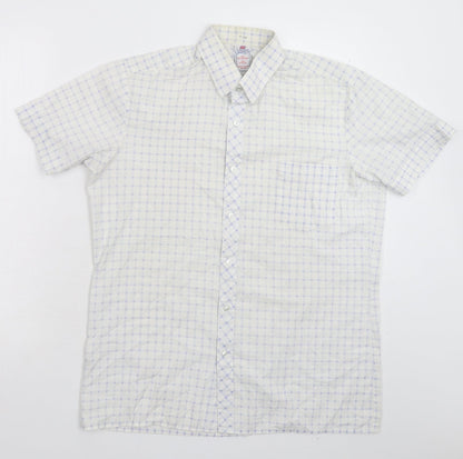 Connaught Mens White Check   Button-Up Size M