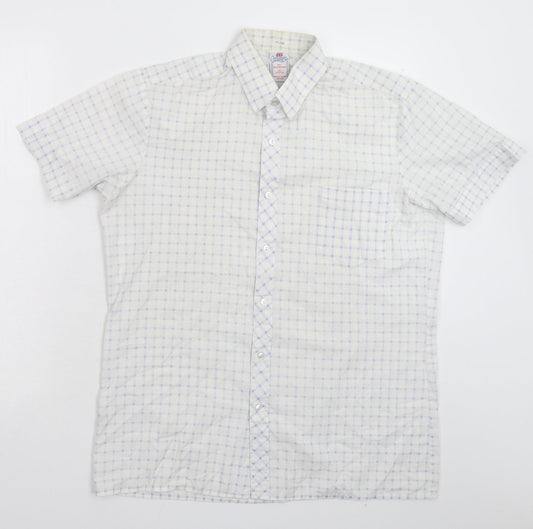Connaught Mens White Check   Button-Up Size M