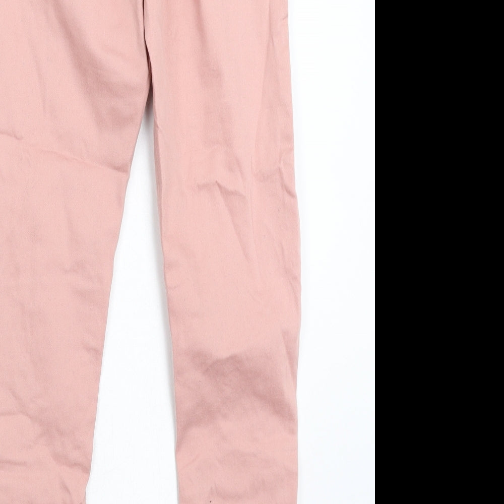 Brand and care label for Denim & Co. girls’ pink denim skinny jeans, size 11-12, years - distressed