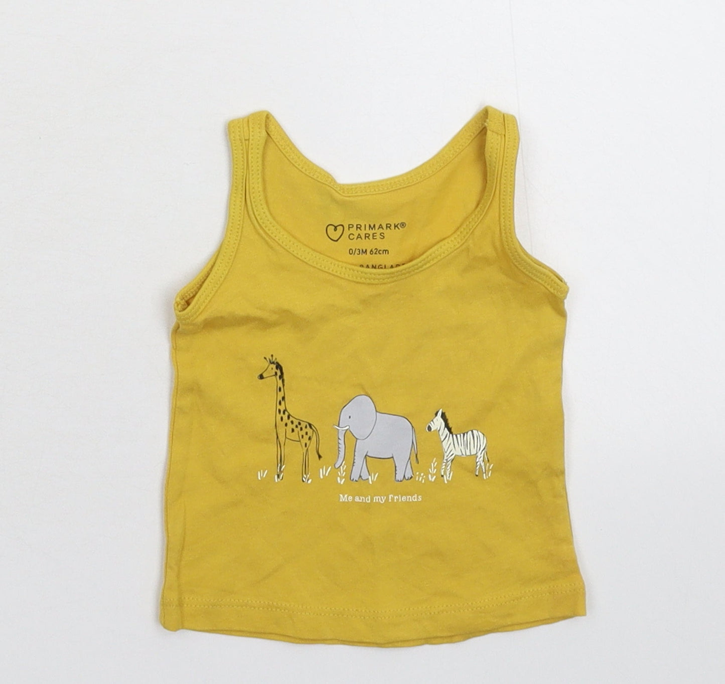 Primark Baby Yellow   Basic Tank Size 0-3 Months
