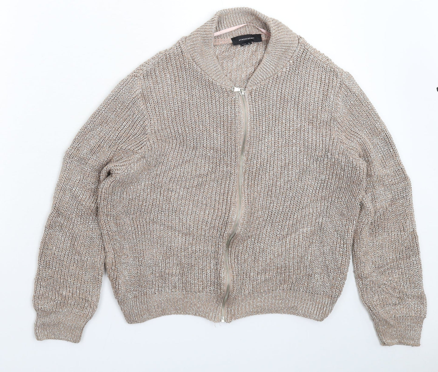Atmosphere Womens Grey  Knit Bomber Jacket Jacket Size 12