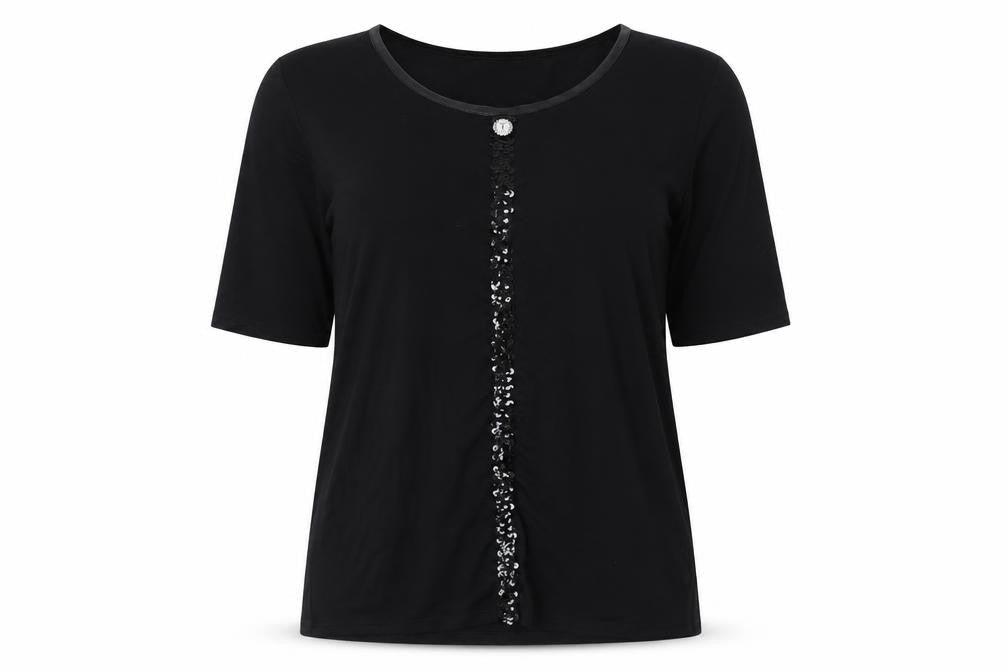 halina Womens Black   Basic T-Shirt Size 18