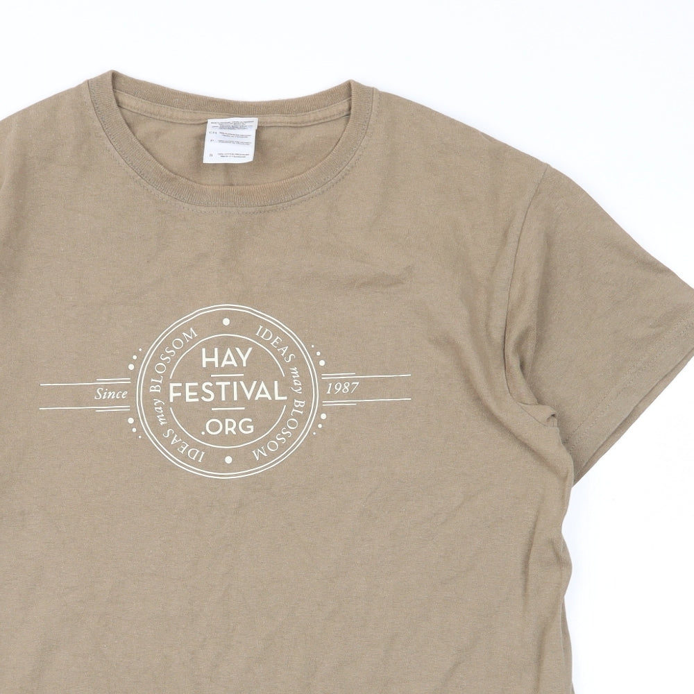 Gildan Mens Beige    T-Shirt Size S