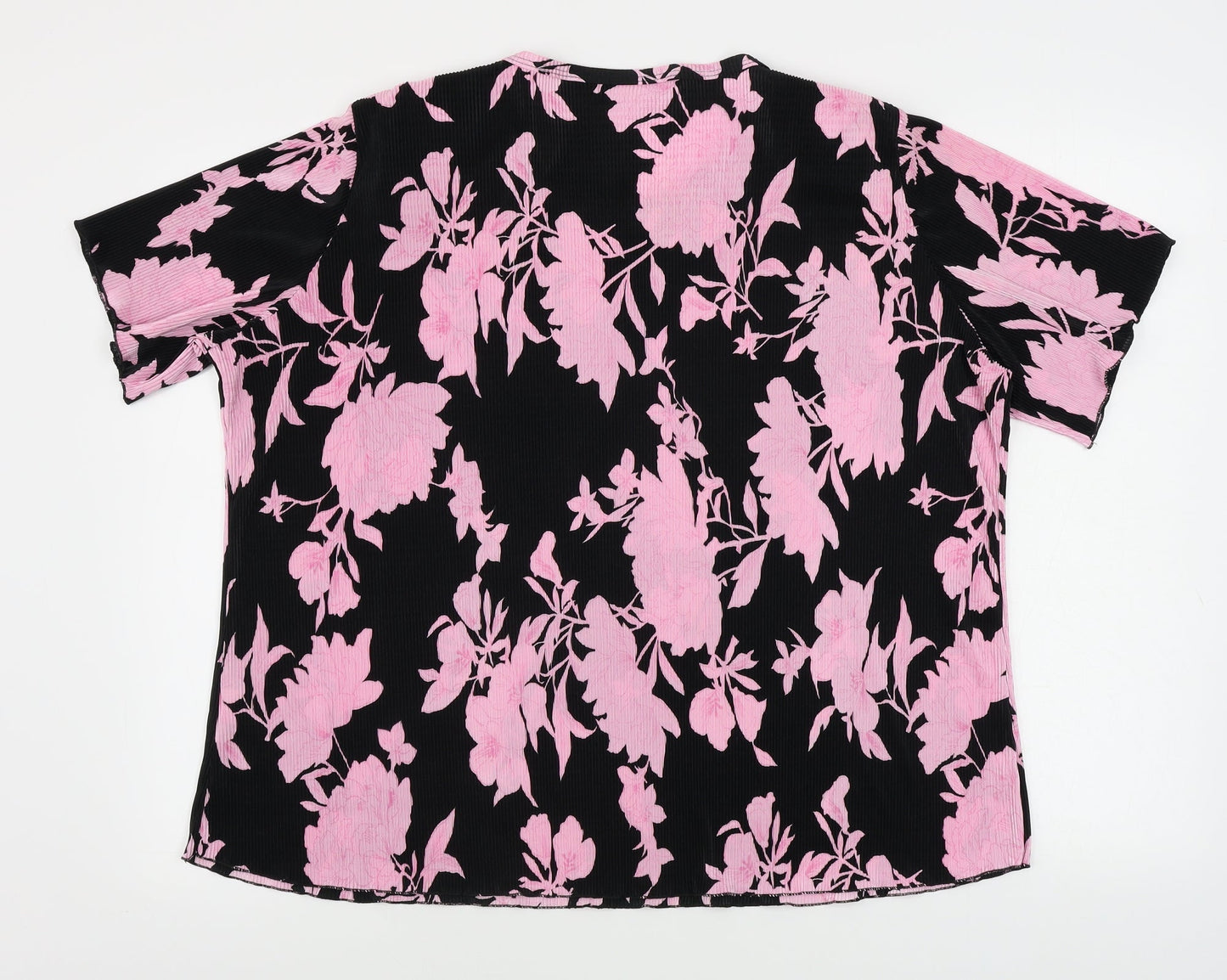 Forever Womens Black Floral  Basic Blouse Size 2XL