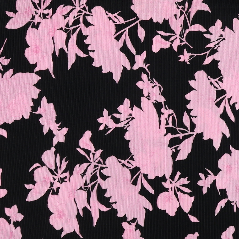Forever Womens Black Floral  Basic Blouse Size 2XL