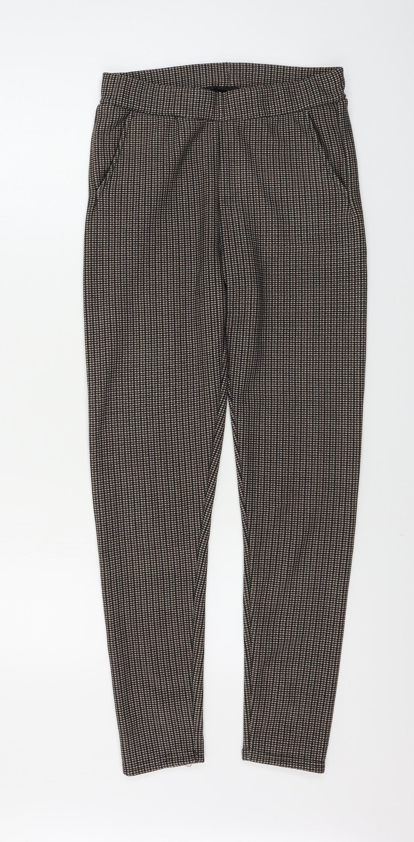 elisa Womens Brown Check  Trousers  Size M L26 in