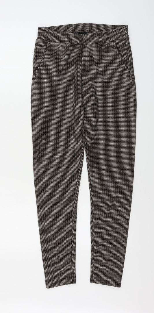 elisa Womens Brown Check  Trousers  Size M L26 in