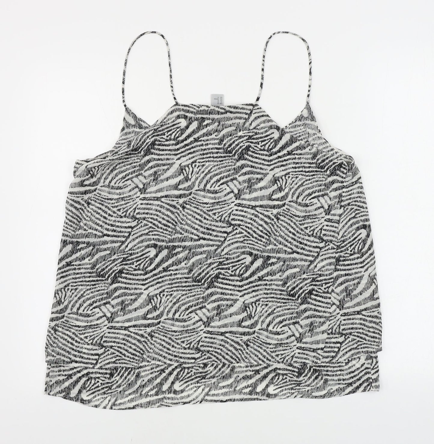 H&M  Womens White Animal Print  Basic Blouse Size 10