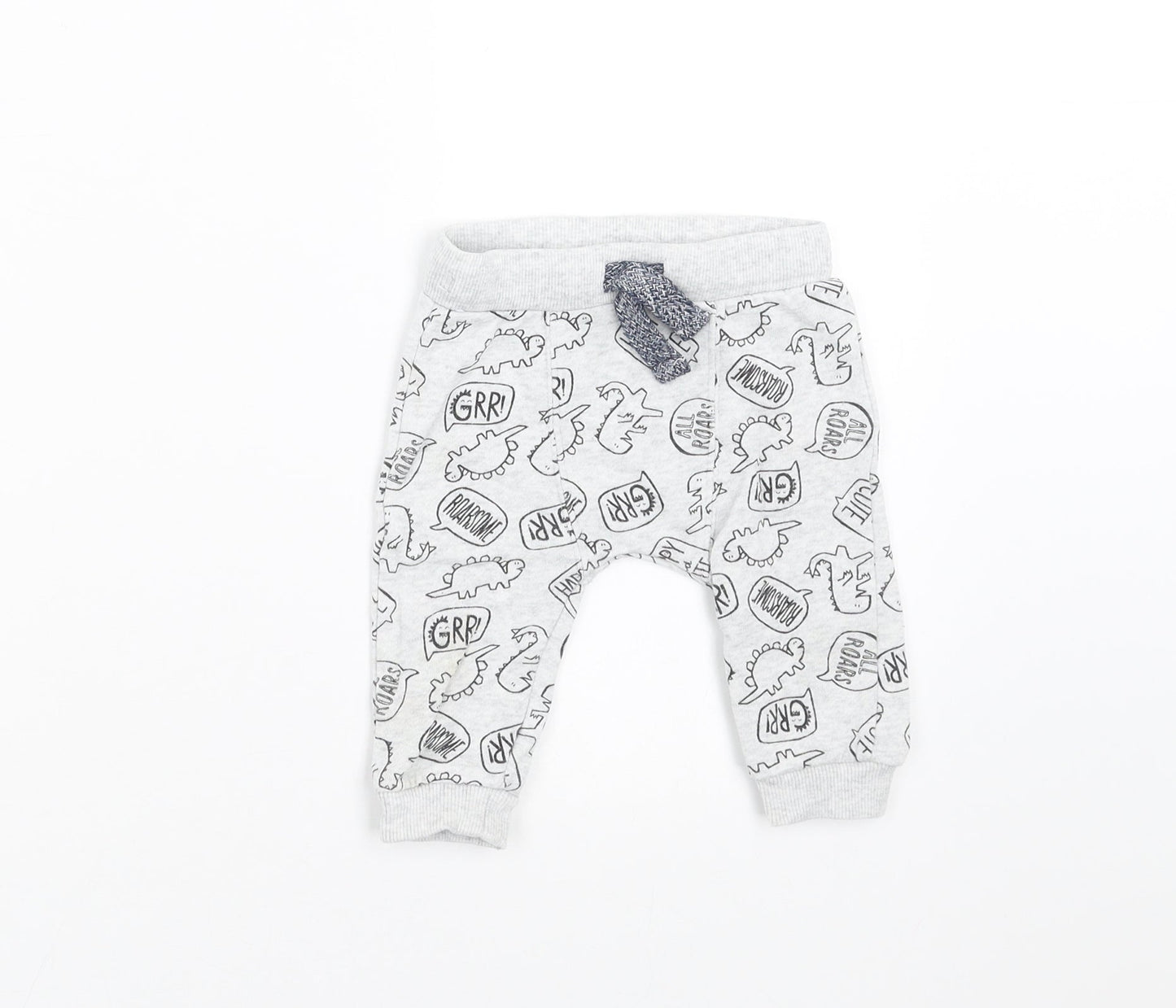 F&F Baby Grey   Jogger Trousers Size 3-6 Months  - DInosaur