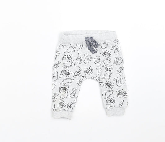 F&F Baby Grey   Jogger Trousers Size 3-6 Months  - DInosaur