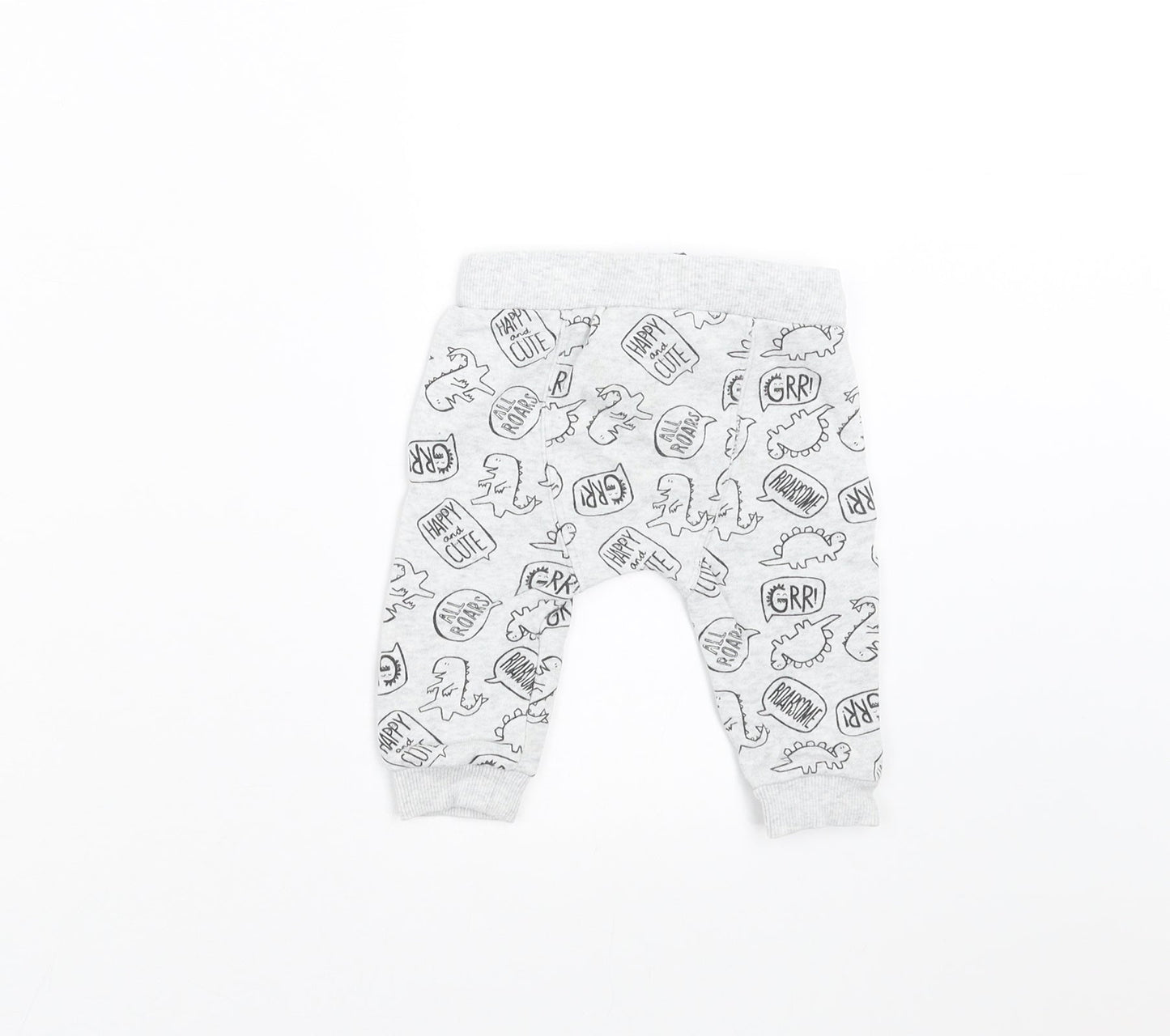 F&F Baby Grey   Jogger Trousers Size 3-6 Months  - DInosaur