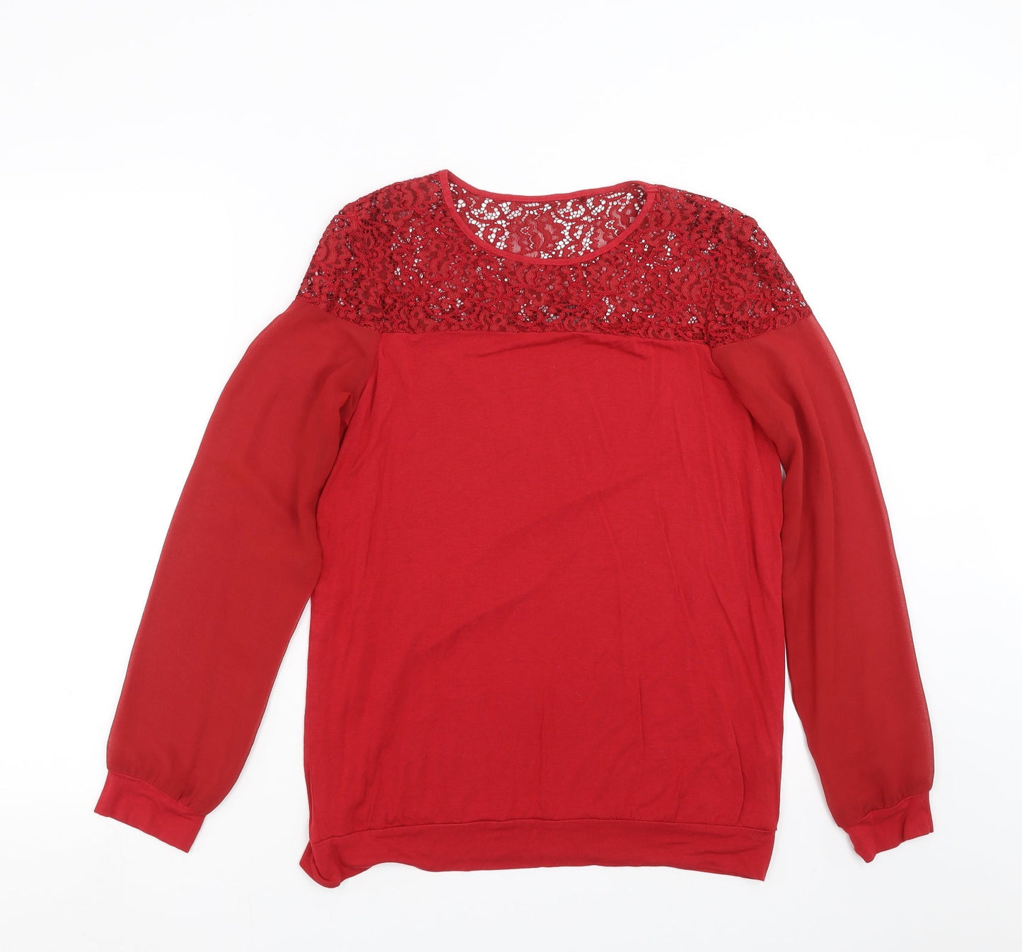 NEXT Womens Red   Basic Blouse Size 10  - Lace Detail