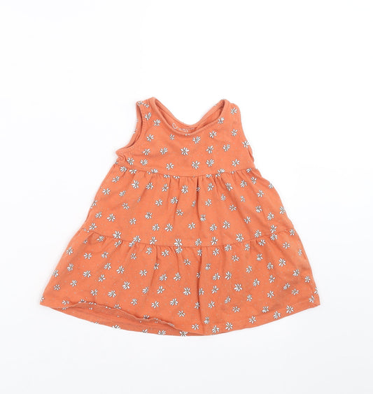 Primark Girls Orange Floral  Trapeze & Swing  Size 12-18 Months