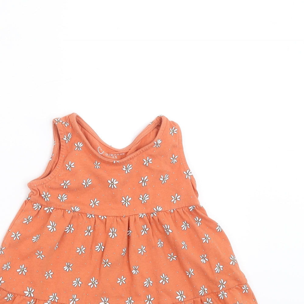 Primark Girls Orange Floral  Trapeze & Swing  Size 12-18 Months