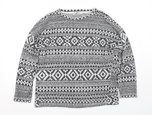 Peacocks Womens Black Fair Isle  Pullover Jumper Size M