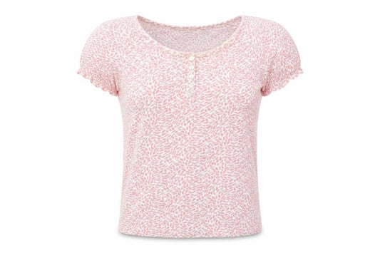 EWM Womens Red Floral  Basic T-Shirt Size M