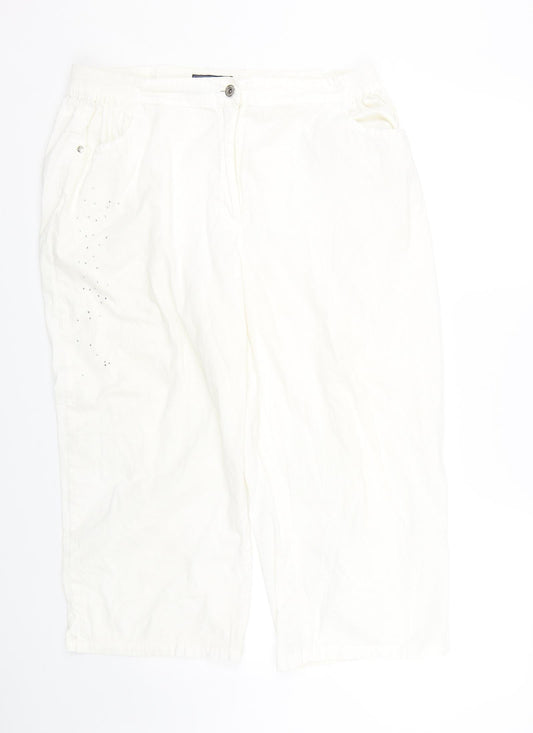 Furcom Womens White   Cropped Trousers Size 12 L21 in