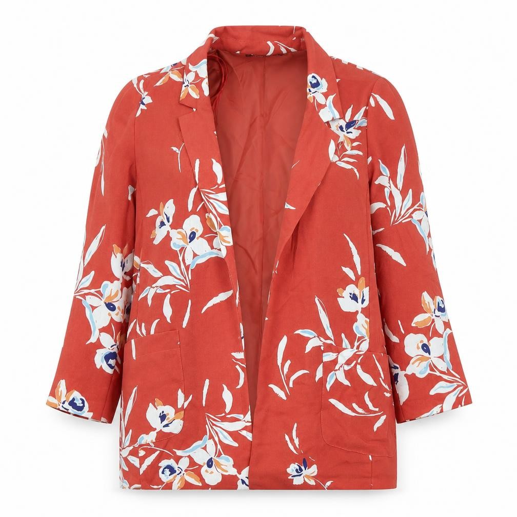 Bonmarché Womens Red Floral Jacket Blazer Size 10