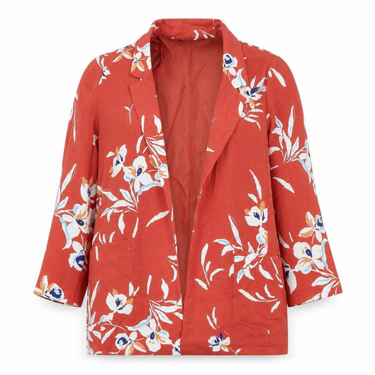 Bonmarché Womens Red Floral  Jacket Blazer Size 10