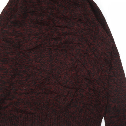 Brand and care label for Easy men’s purple jumper, size L