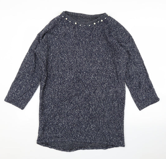 Preworn Womens Blue   Tunic Jumper Size M  - Pearls