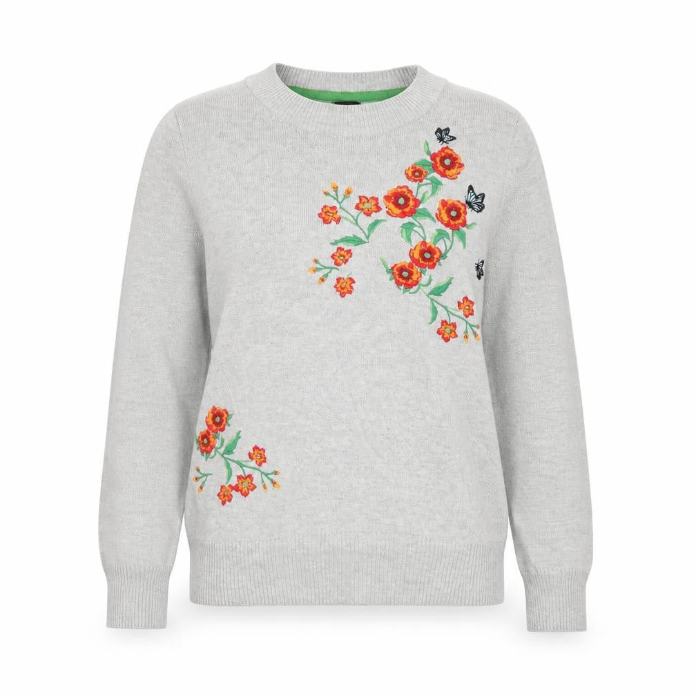 Topshop Womens Grey Floral  Pullover Jumper Size 6
