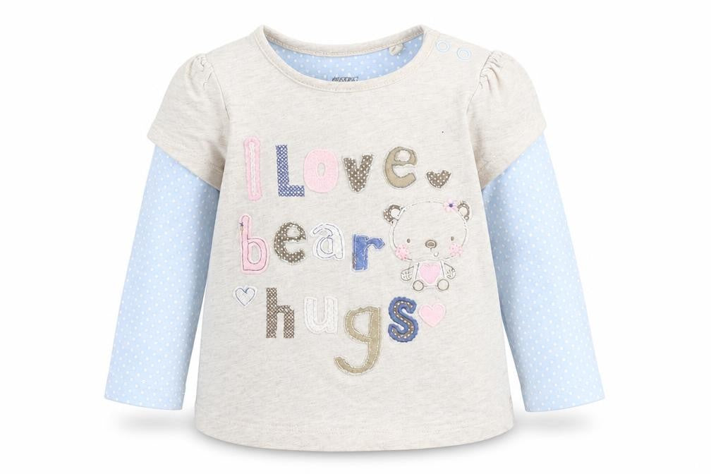 TU Baby Beige   Basic T-Shirt Size 12-18 Months  - I Love Bear Hugs