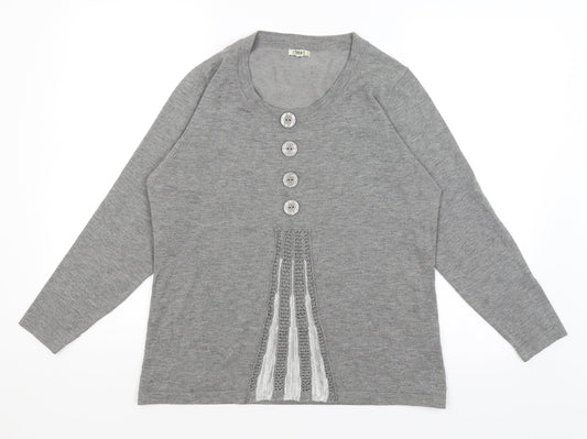 Text Womens Grey   Pullover Jumper Size M