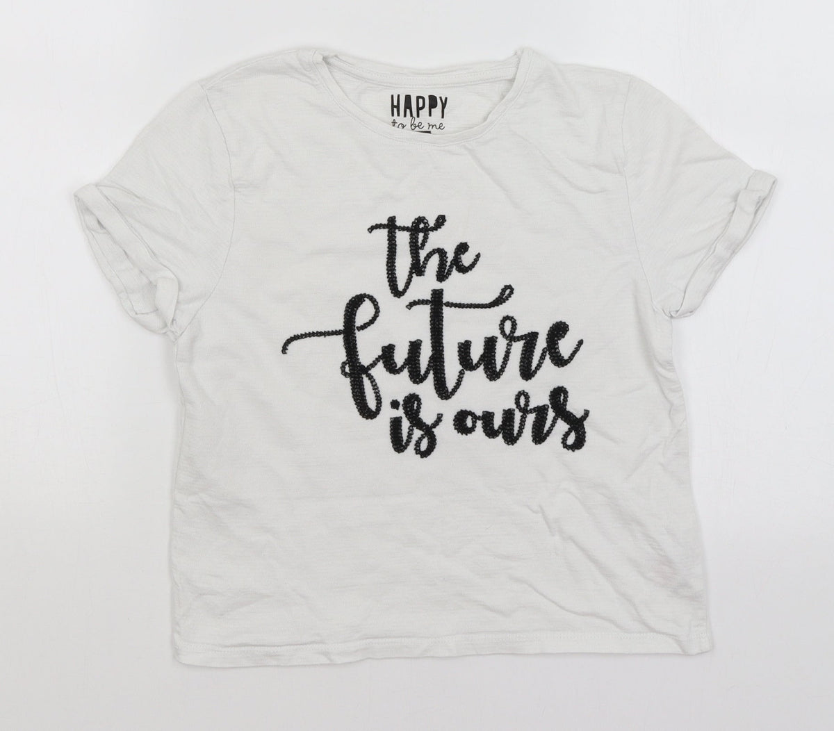 Additional front view of F&F girls’ white basic t-shirt, size 10-11, years - the future is ours