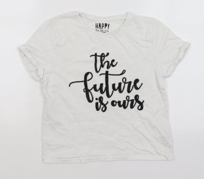 Additional front view of F&F girls’ white basic t-shirt, size 10-11, years - the future is ours